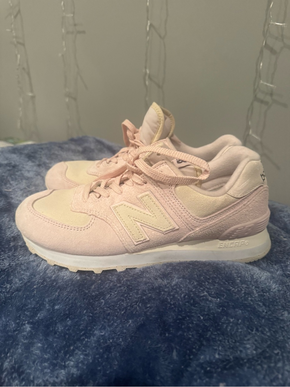 New Balance Kids Light Pink & Cream Sneakers